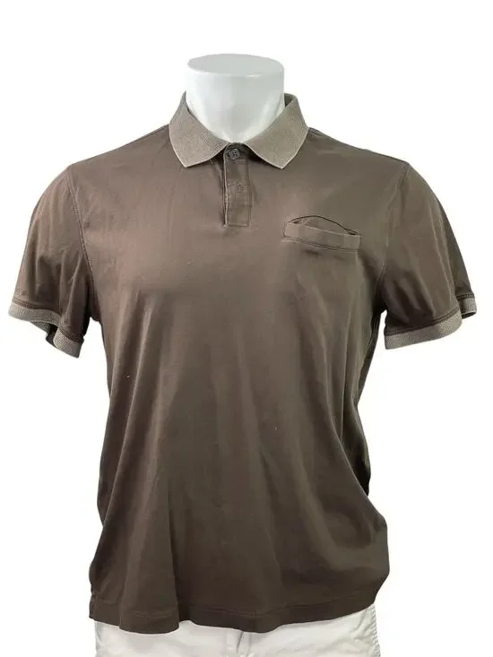 Banana Republic Luxe Touch Performance Mens Brown Short Sleeve Polo Shirt Size M