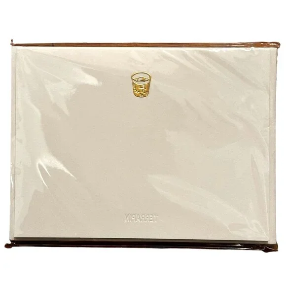 Terrapin Stationers Engraved Notecards and Envelopes Set 8 Gold Gilt Cocktail