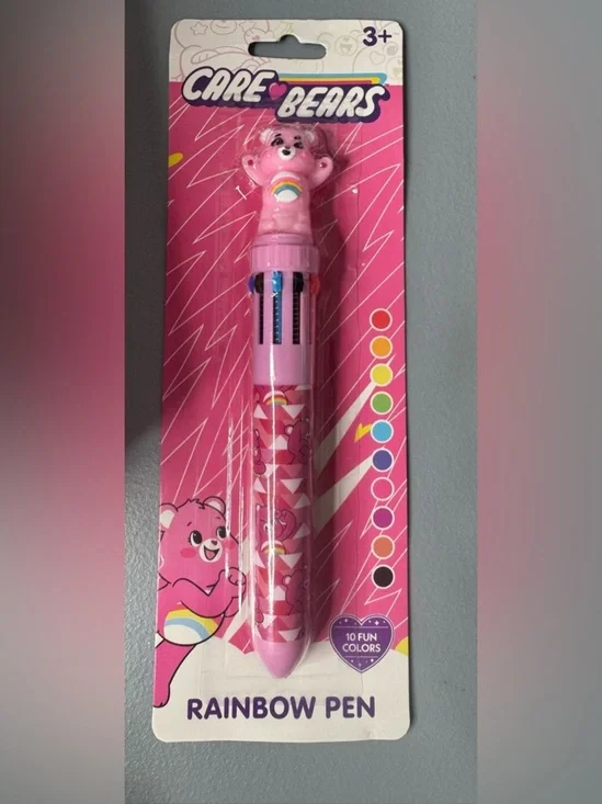 Care Bears cheer bear Pink Rainbow Multi-Ink Clicker Pen Bear topper 10 colors