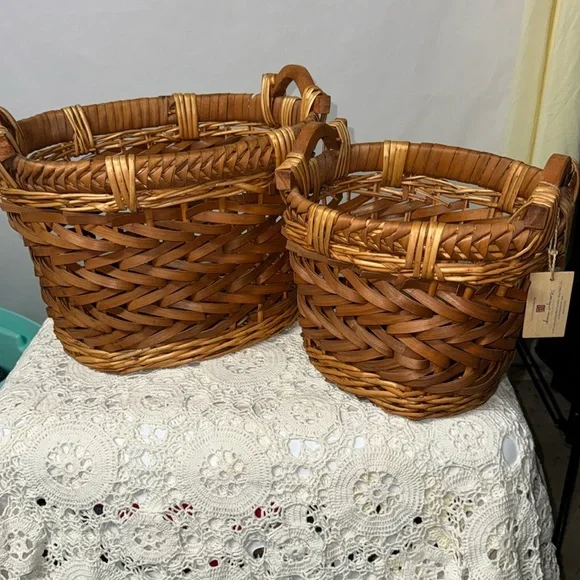 Home Interior HomeCo Woven Basket Set Tag Fishing Basket Vintage‎ Discontinued