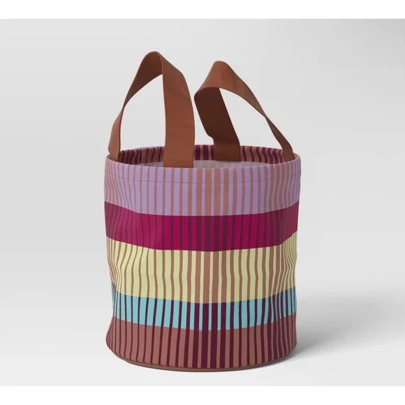 Threshold Striped Canvas Utility Tote Bag Multicolor Garden Storage Bin 10x14x3