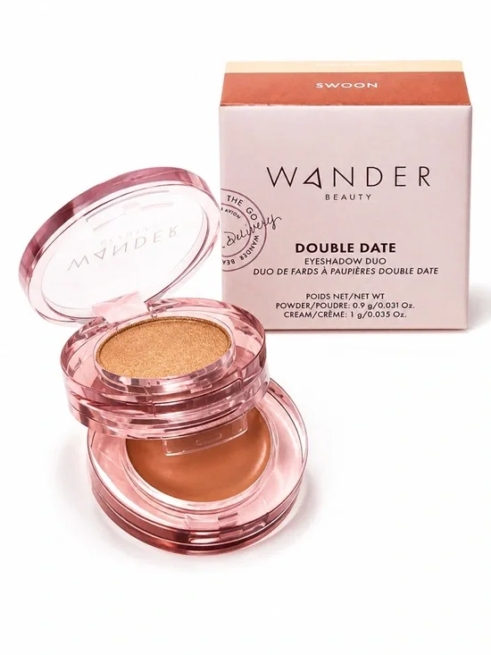 WANDER Beauty Double Date Eyeshadow Duo Powder Smitten Cream Swoon NIB Mirror