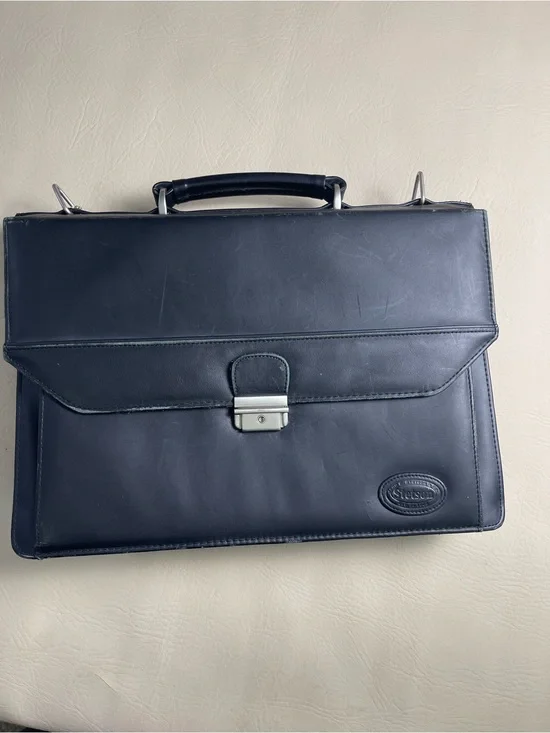 Stetson Genuine Italian Black Leather Laptop Bag