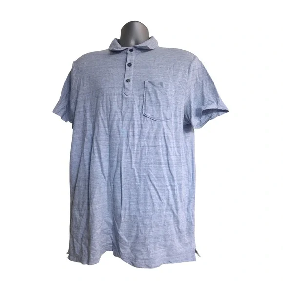 Banana Republic Mens Performance Pique‎ Polo Shirt Blue Heather L Short Sleeve