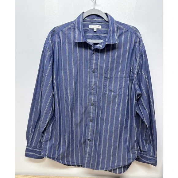 Banana Republic Blue White Striped men's Long Sleeve Button Up Shirt Large #11