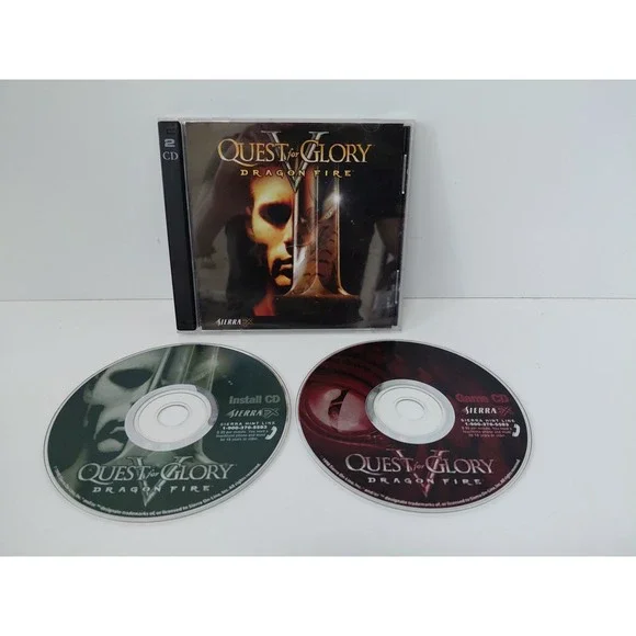 Quest for Glory‎ V: Dragon Fire PC Game 1998 2 Disc - Discs EX