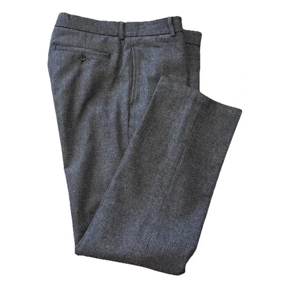Banana Republic Mens 33x30.5 Gavin Black White Check Lined Pants Wool Blend