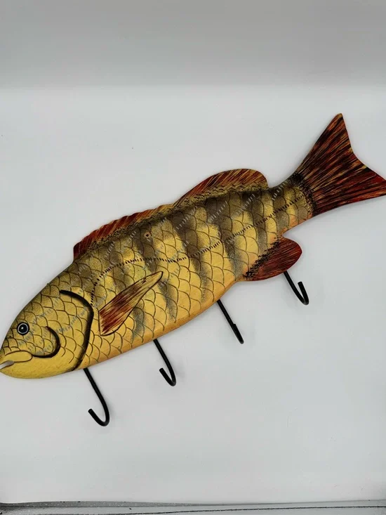 Vintage Decorative Fish Wall Hook - Yellow Fish Coat Rack