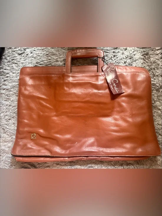 Pierre Cardin Men's Leather Briefcase - Cognac Brown- VINTAGE, RARE