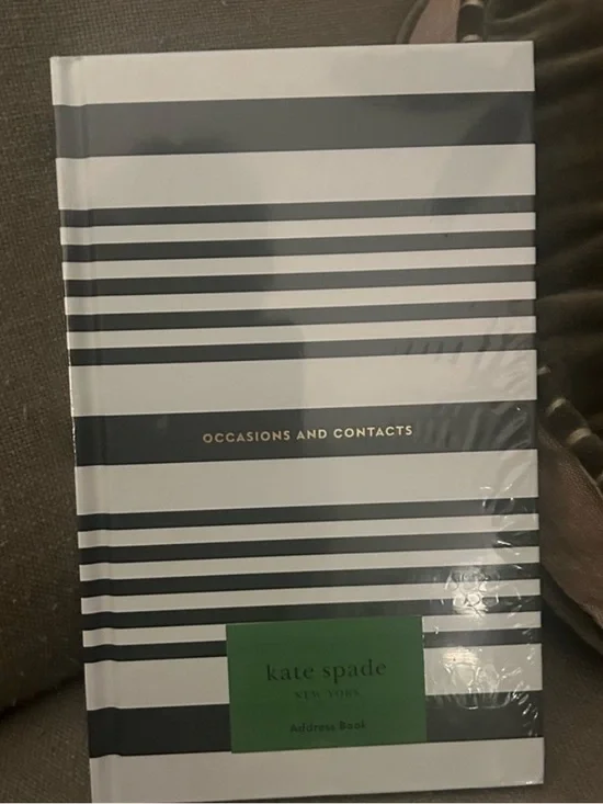 •NWT Kate Spade New York Occasions And Contacts Book Black And White Stripes