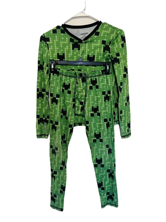 Minecraft Cuddle Duds Lightweight Pajamas Boys Large 12/14 Climate Right 2pc PJs
