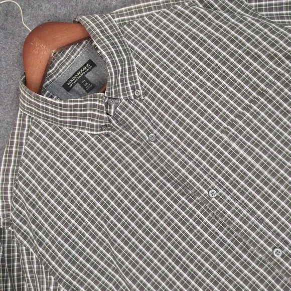 Banana Republic Men XXL Tall Soft Wash Tailored Slim Fit Plaid Button Down Shirt