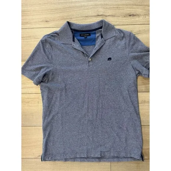 Banana Republic Men's Short Sleeve Polo Shirt Elephant Logo‎ Indigo L Large Blue