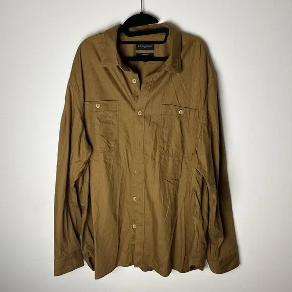 Banana Republic Men’s Brown Button Up Shirt Standard‎ Fit XXL​