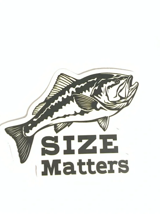 Size Matters Fish Sticker - Black and White