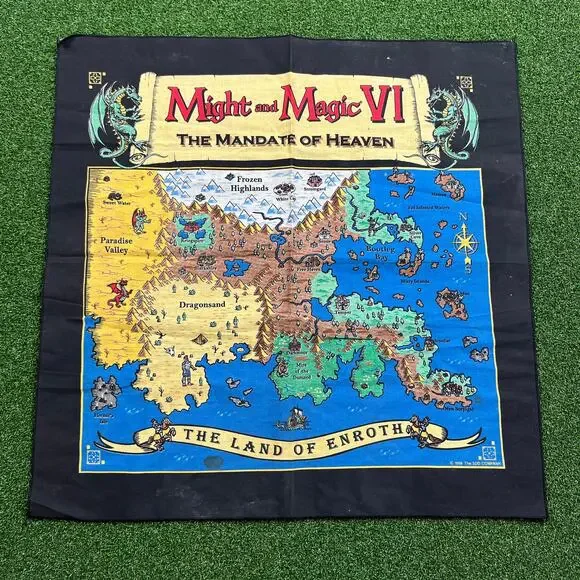 Vintage 90s Might and Magic VI: The Mandate of Heaven Cloth Map PC Game