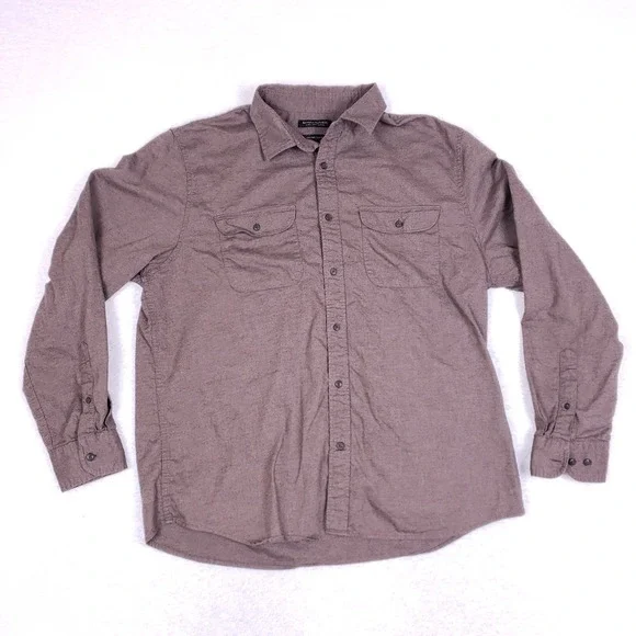 Banana Republic Ultra Soft Flannel Shirt XL Brown Heather Untucked Slim Fit‎