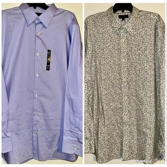 Banana Republic Shirt 18 18.5 XXL grey blue in color grey paisley Tailored Fit C