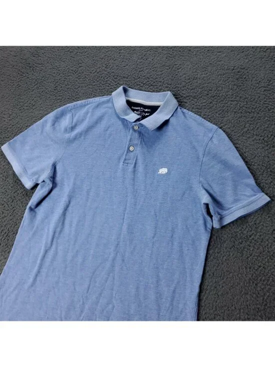 Banana Republic Polo Shirt Mens M Medium Blue Cotton Short Sleeve SF NY Casual