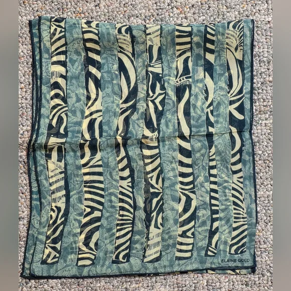 Elaine Gold for Collection XIIX Abstract Leaf Stripe Oblong Scarf