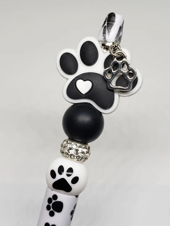 Handmade Cat Paw Dog Paw Beaded Silicone Focal Bead Pen