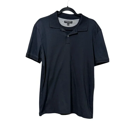 Banana Republic Luxury Touch Mens Polo Shirt Black Short Sleeve Cotton Large L