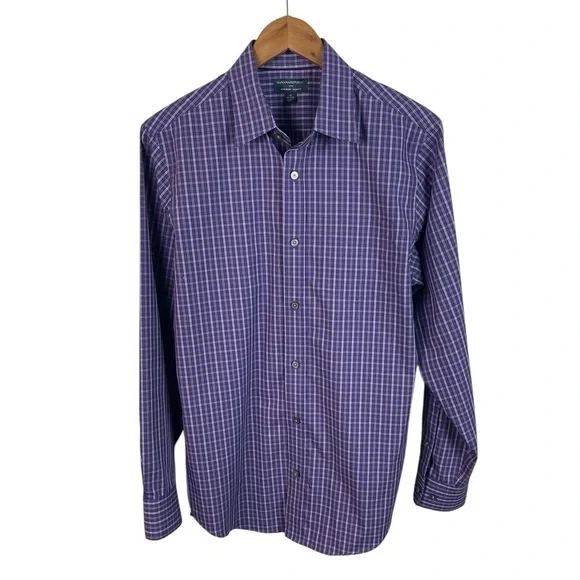 BF1420 Men’s Banana Republic Non Iron SLIM Fit Plaid Business Shirt 15-15.5 M