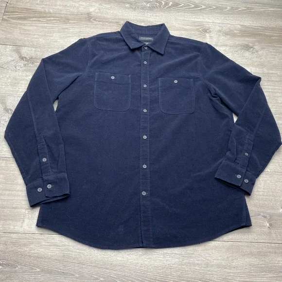Banana Republic Shirt Mens LT Blue Solid Flannel Long Sleeve‎ Button Up Casual