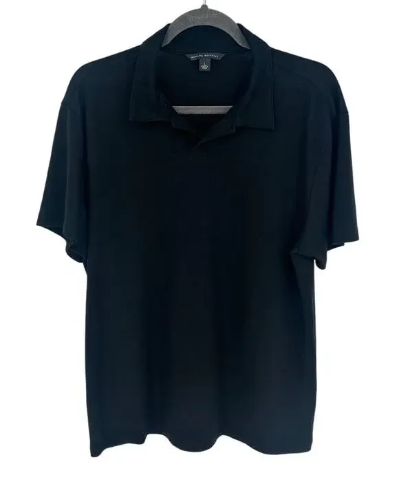 Banana Republic Polo Shirt Men L Black Short Sleeve Performance Knit Casual Golf