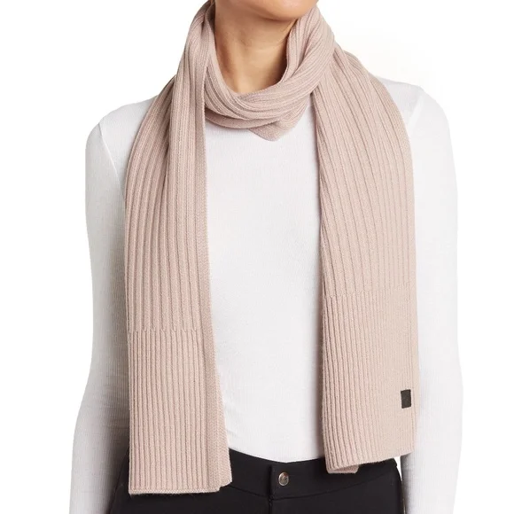 New ALLSAINTS Ribbed Knit Scarf in Blush