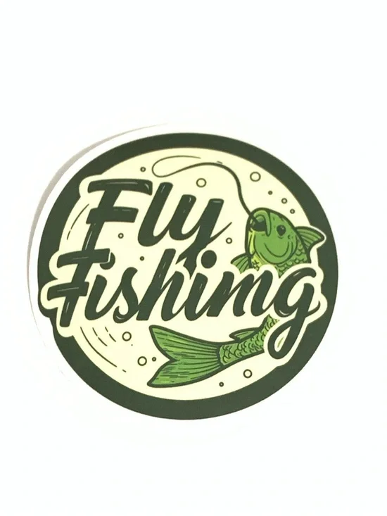 Green Fly Fishing Round Sticker