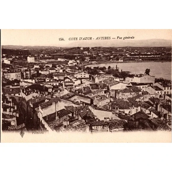 Vintage Cote d'Azur‎ Antibes Vue Generale Black & White Postcard
