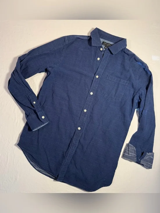 Banana Republic Men's Dark Blue Micro-Dot Button-Down Shirt