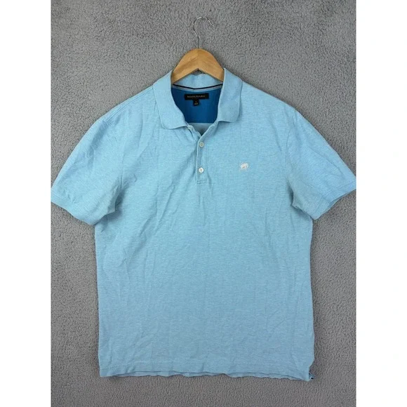 Banana Republic Polo Shirt Mens Large Blue Stretch Cotton Knit Logo Casual Men