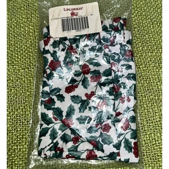 Longaberger Basket liner  1995 CHRISTMAS CRANBERRY Holly