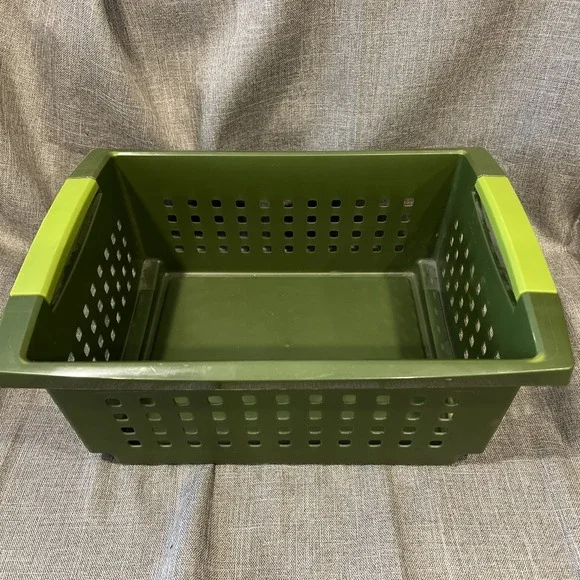 Sterilite  Green  Stacking Basket Storage Container 14.5x10x6