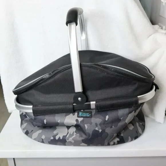 Cleaver Container Insulated Market & Picnic Basket - Black Camo collapsible