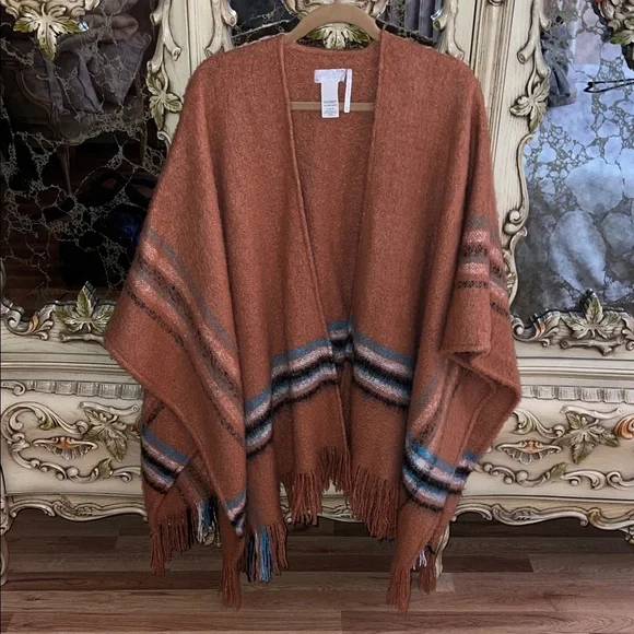 Free People Rust and Blue Striped Wrap