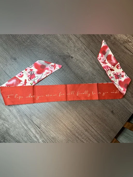 Pink and Red Heart Print Scarf Accent