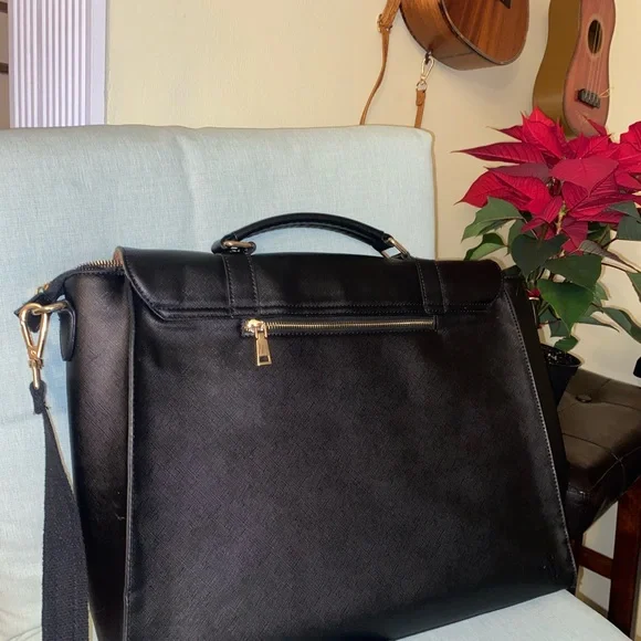 Sophisticated Black Leather Briefcase for Men
