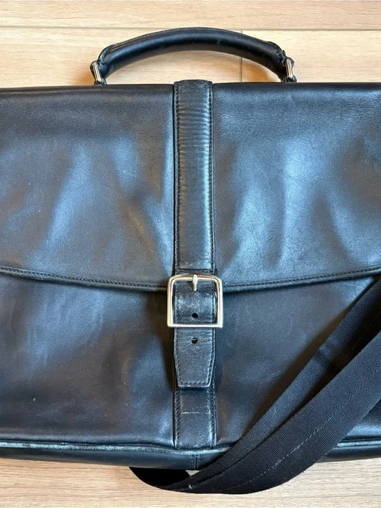 Coach Lexington Flap Business Brief F71073 Black Leather Laptop