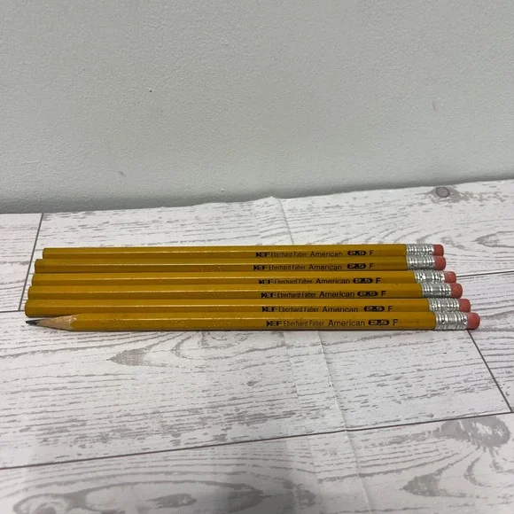 Vintage Eberhard Faber American 2.5 F Pencils Yellow Lot of 6 USA Made