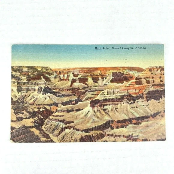 Vintage‎ Hopi Point Grand Canyon Arizona Panorama USA Curteich Linen Postcard