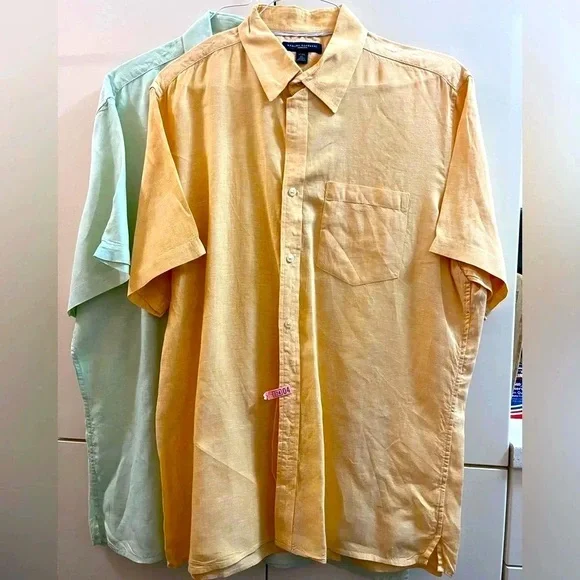 Set Of 2 Banana Republic Button Up Shirt Short Sleeve Men's Slim Fit 17-17½ XL