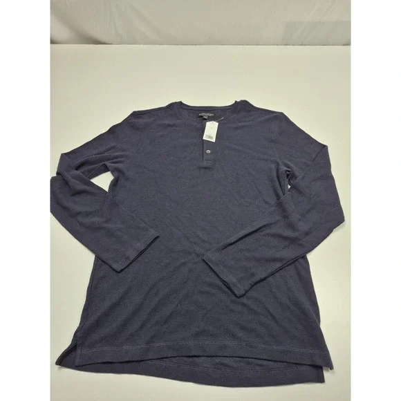 Banana Republic Shirt Mens Medium Blue Pima Cotton Thermal Henley Tee Casual