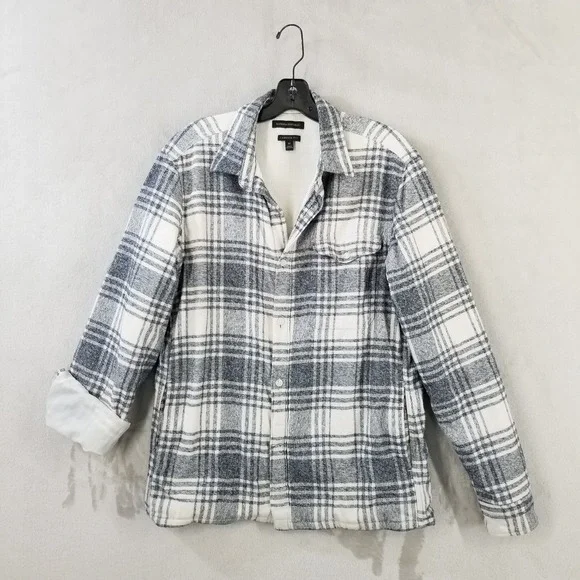 Banana Republic Shirt Men M Flannel Camden Fit Thermal‎ Lined Pockets Shacket