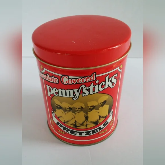 Red Pennysticks Pretzels Tin