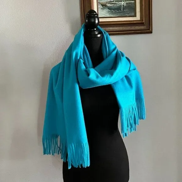 Blue Soft warm scarf is a mixture of acrylic and cashmere
