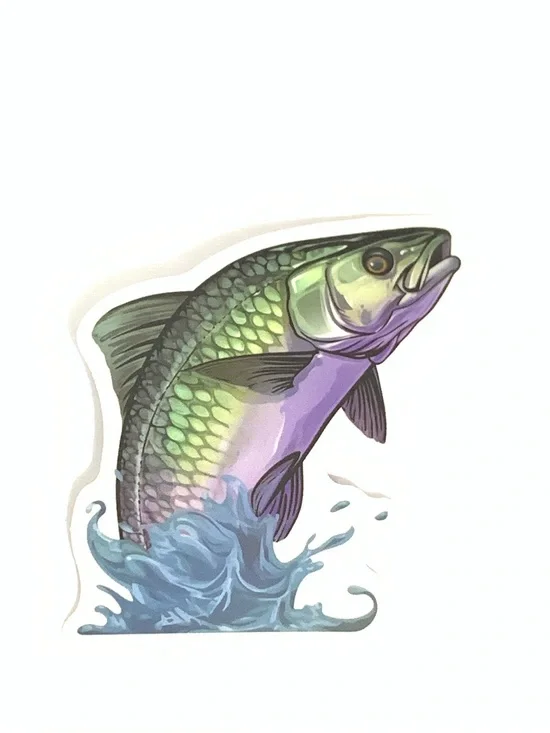 Green & Purple Fish Vinyl Sticker