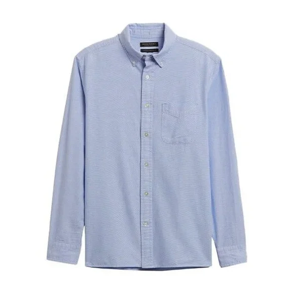 Banana Republic Oxford Shirt Mens XL Light Blue Untucked Fit Cotton Button Down